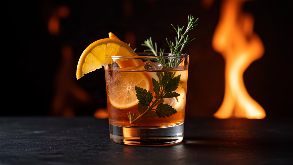 Botanical gin cocktail with citrus and herbs